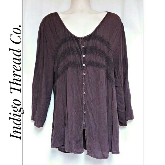 Indigo Thread Co. Tops - Plus-Size Rayon Gauze Boho Hippie Top Size 3X Indigo Thread Co. Tops - Plus-Size Rayon Gauze Boho Hippie Top Size 3X